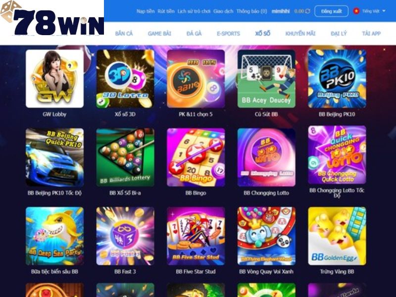 Các khu vực vận hành tài khoản bảo mật hỗ trợ và điều hướng trên 78Win
